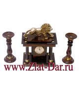 Подарочные каминные часы из обсидиана ЛЕВ. Арт:047НЧ006