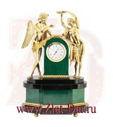 Подарочные часы из малахита АМУР И ПСИХЕЯ Златоуст Арт:072321