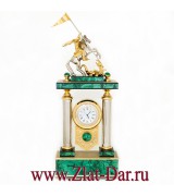 Подарочные часы из малахита ГЕОРГИЙ ПОБЕДОНОСЕЦ Златоуст Арт:072909