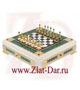 Шахматный стол из малахита МАЛАХИТОВЫЙ Златоуст. Арт:0722652