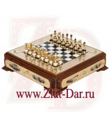 Шахматный ларец из малахита СРАЖЕНИЕ Златоуст. Арт:072552