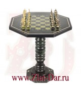 Шахматный стол из змеевика РУСЬ Златоуст. Арт:0723598
