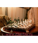 Подарочные шахматы настольные 05212 НЕФРИТОВЫЕ Позолота, Златоуст