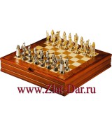 Подарочные шахматы настольные СРАЖЕНИЕ серебро Арт:073Ш4