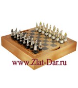 Подарочные шахматы настольные БАТАЛИЯ серебро Арт:073Ш5