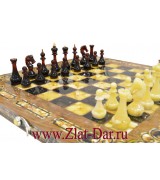 Подарочные шахматы янтарные АРАБЕСКИ-МАРИН(М) Арт:05359М