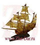 Сувенир янтарный 07913 ПАРУСНИК